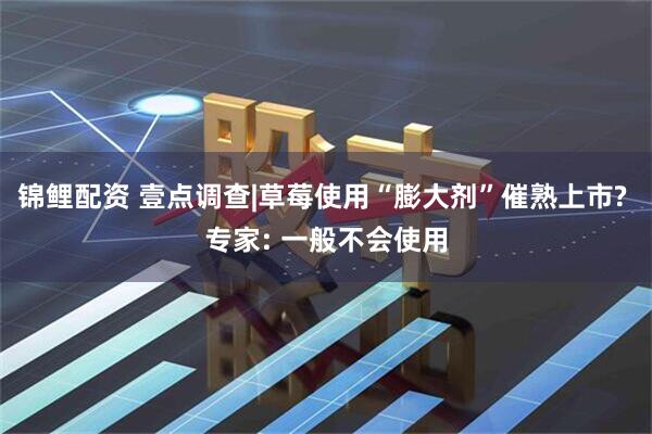 锦鲤配资 壹点调查|草莓使用“膨大剂”催熟上市? 专家: 一般不会使用